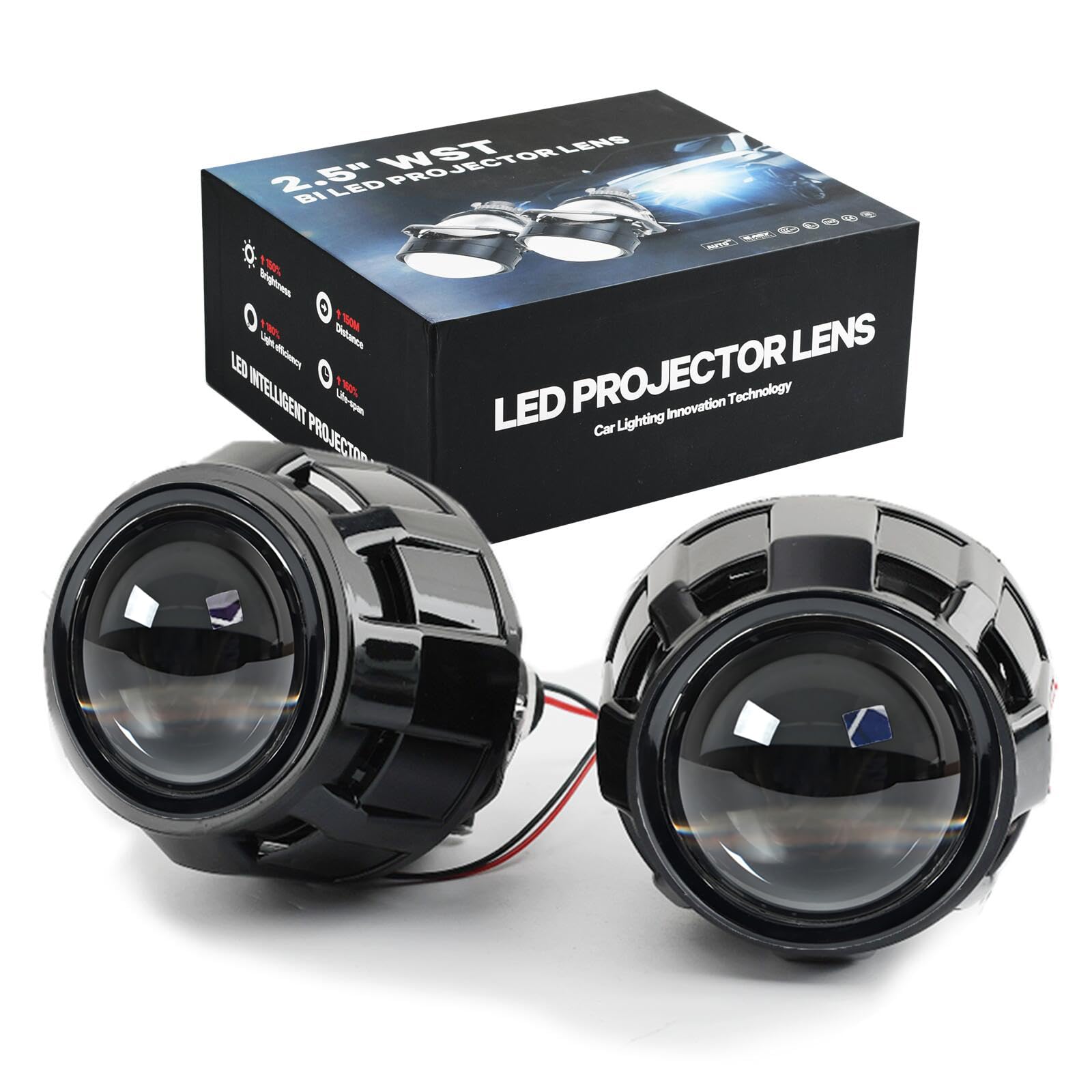 2.5inch Bi LED Projector Lenses with Black Shroud,Car Headlight